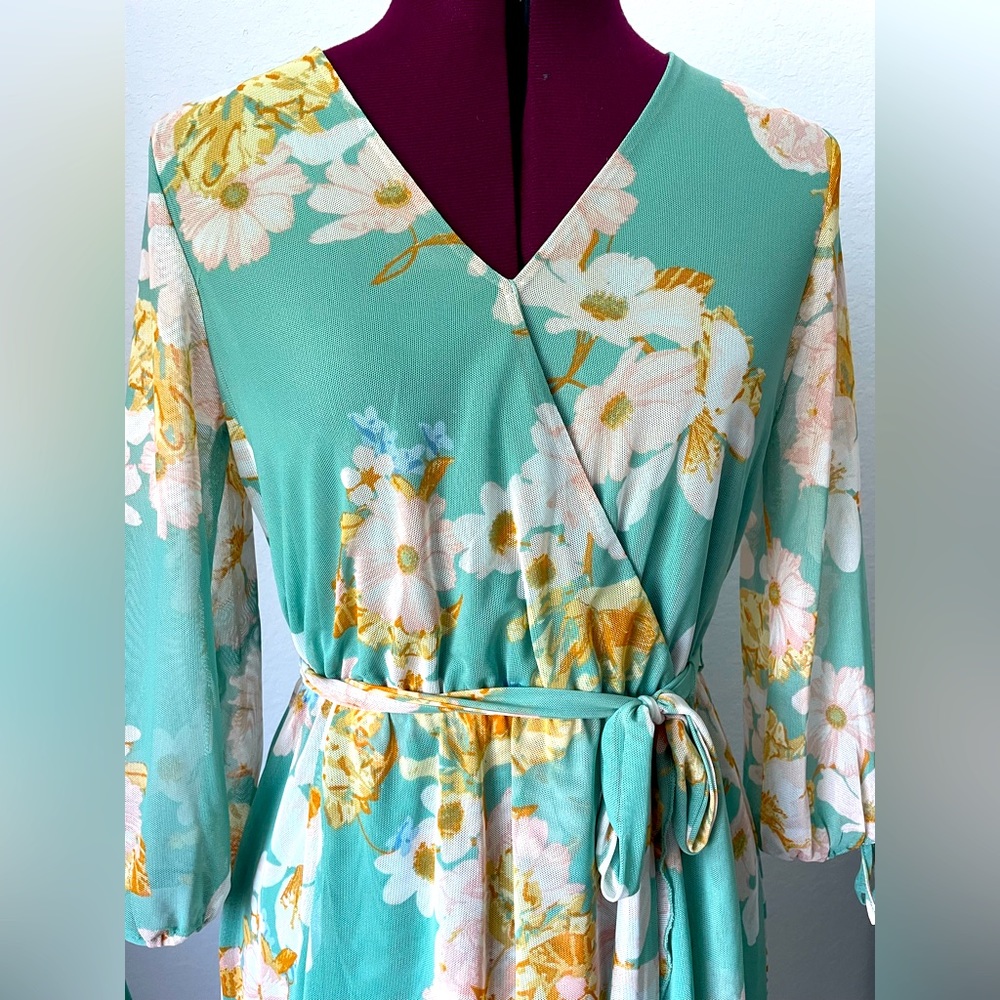 Allison Brittney mint green floral dress - Picture 2 of 5